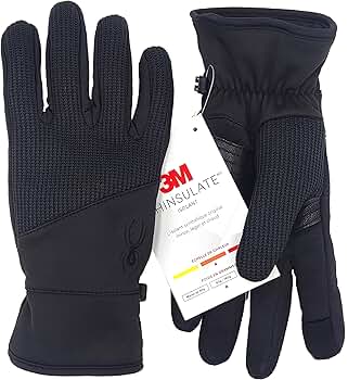 小物 Spyder Gloves Black M Spyder Medium Black Leather Palm Work Gloves, 1 Count