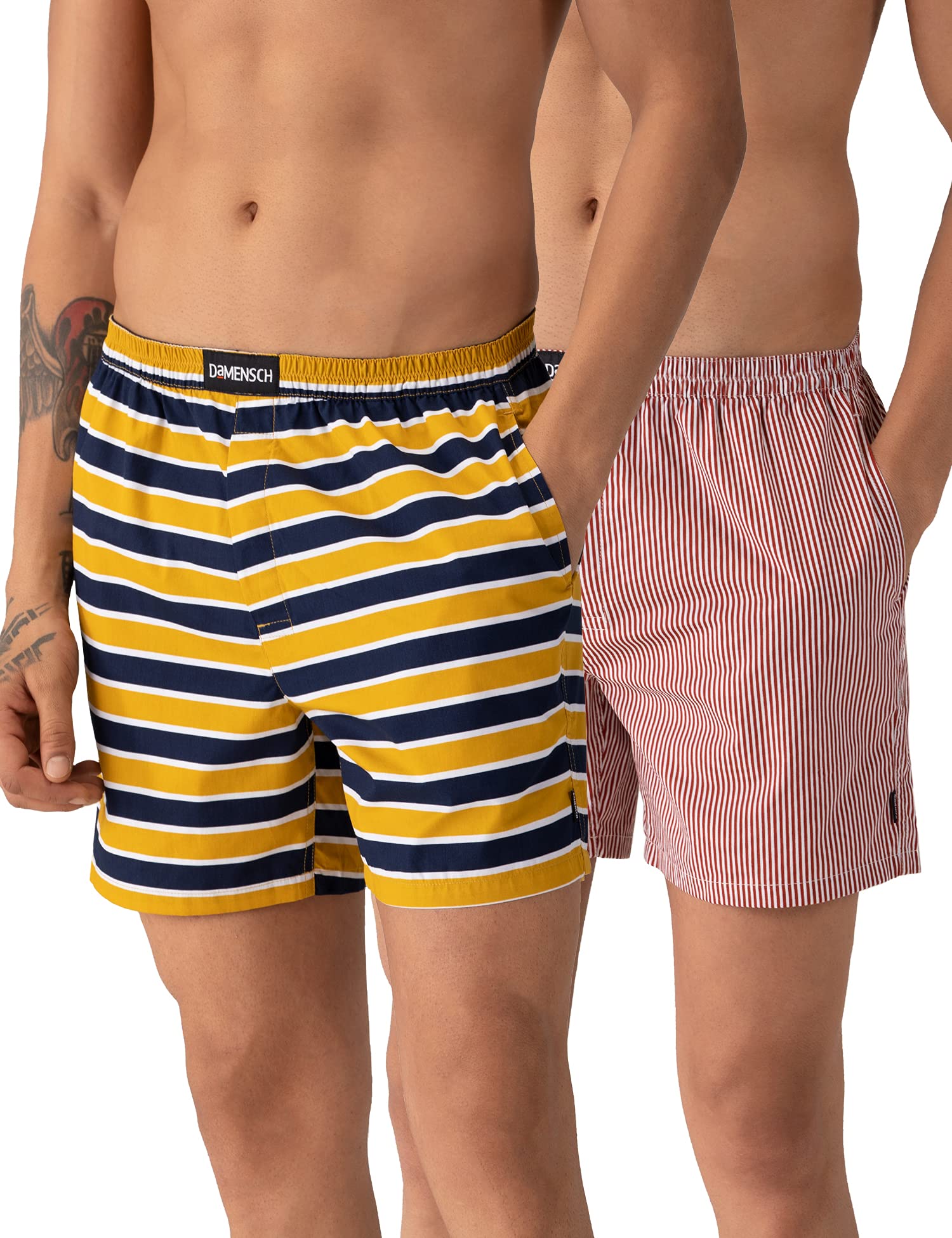 DAMENSCH Gift Box Boxer Shorts Regular Fit 100% Cotton Inner Boxer Back Pocket Breathable Super-Soft Anti-Bacterial Microfibre Waistband Ultra-Light Innerwear for Men