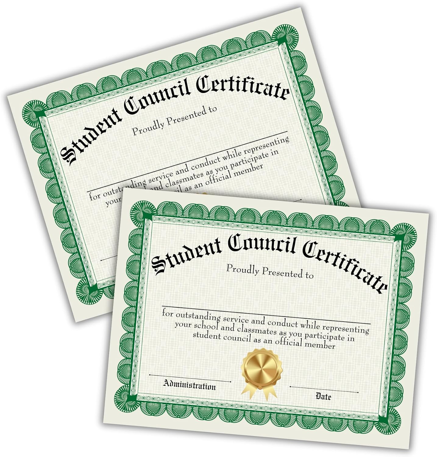 Student Council Certificate of Membership 30pk 8.5x11” STUCO Officers Government High School Leadership Committee Recognition Vice Secretary