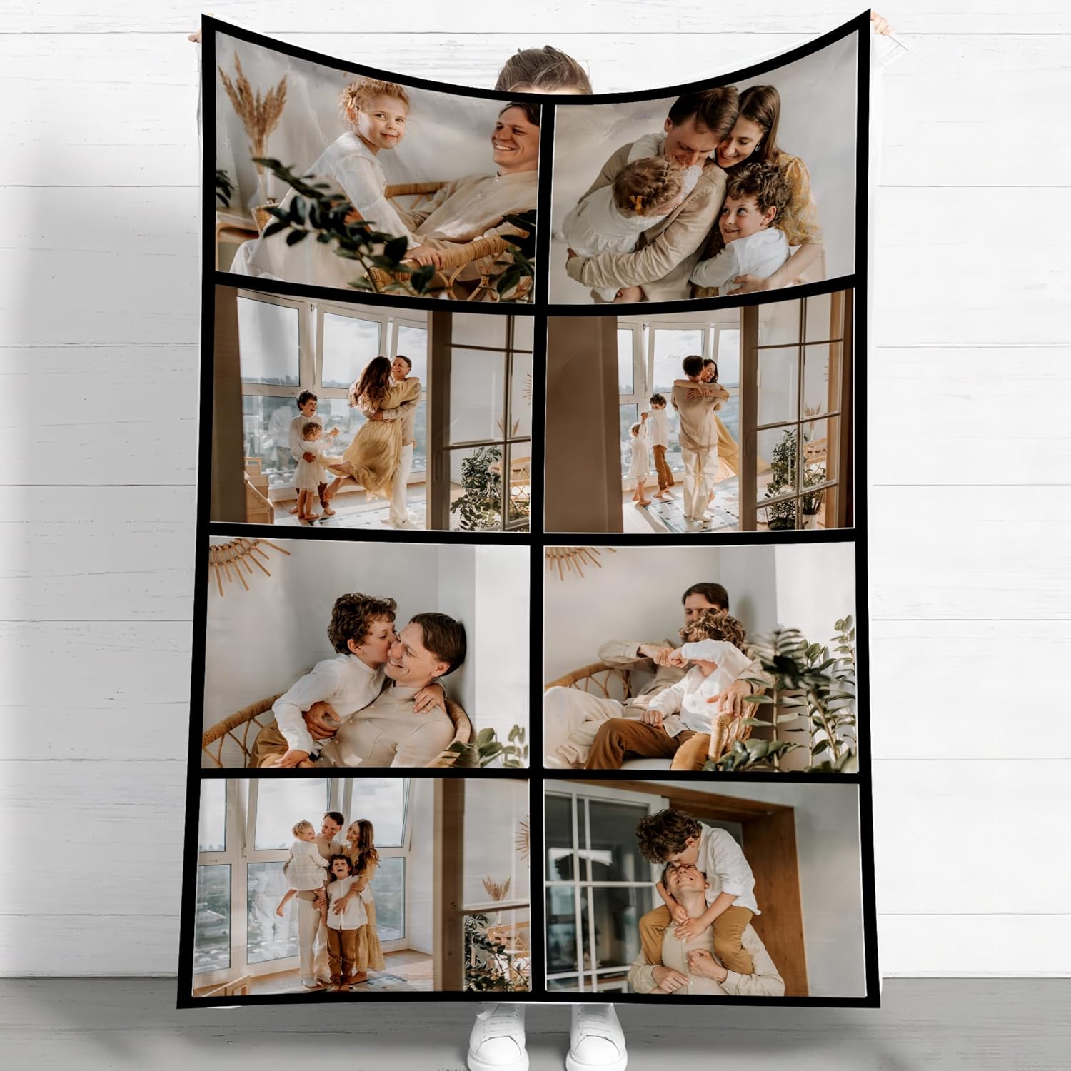 Custom Flannel Blanket with Photo Text Personalized Single Sided Printing Throw Blanket for Adult Kid, Perfect Home Decor Gift for Lover Wife Husband Family Birthday Valentines Christmas Halloween