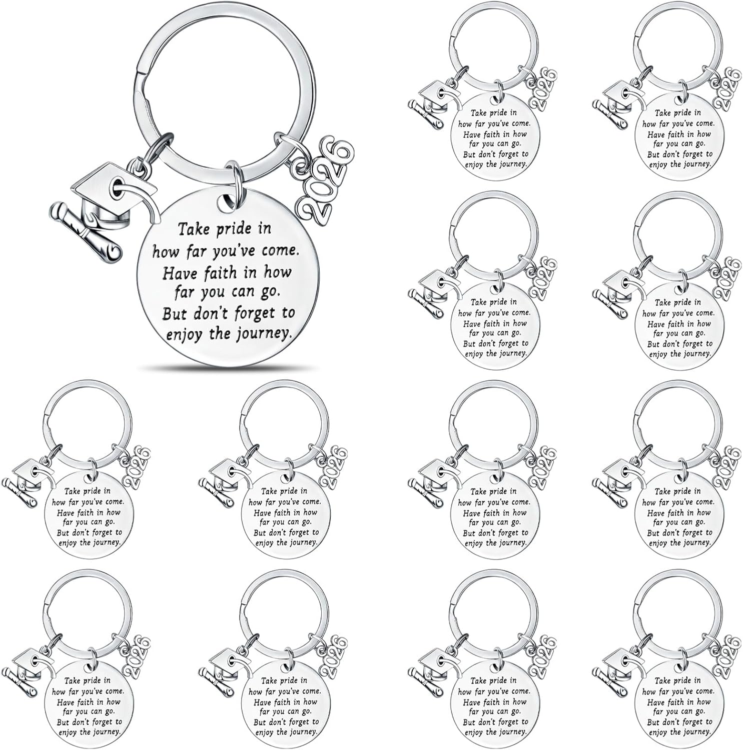 Sasylvia Graduation Keychain 2026 Bulk Inspirational Graduation Gift Keychain 2026 Class Keychains Gifts Motivational