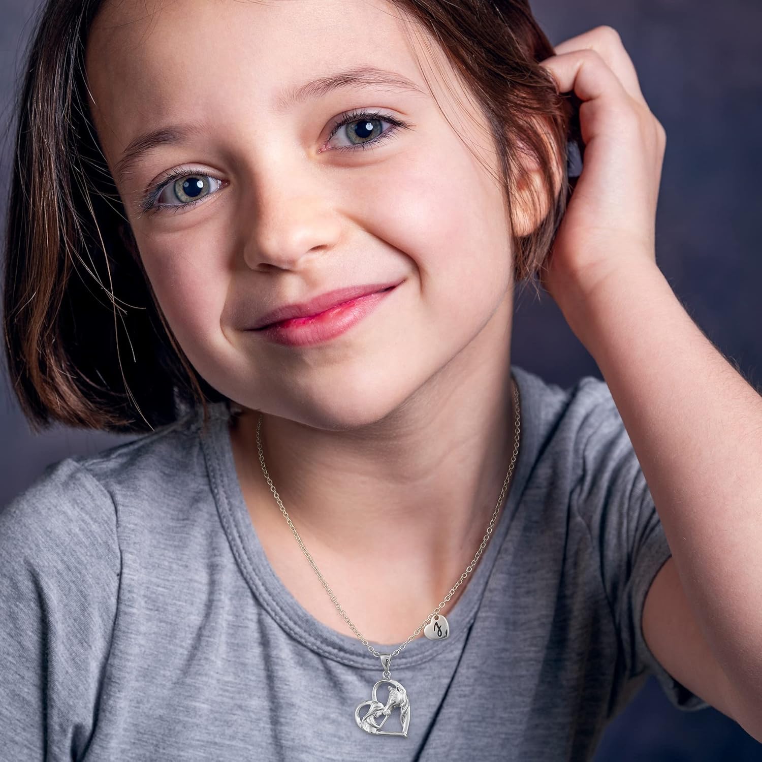 Horse Gifts for Women Horse Necklace, Silver Initial Heart Necklace Horse Necklaces for Women Women Easter Gifts Women Jewelry Letter Initial Necklace for Women - Image 3