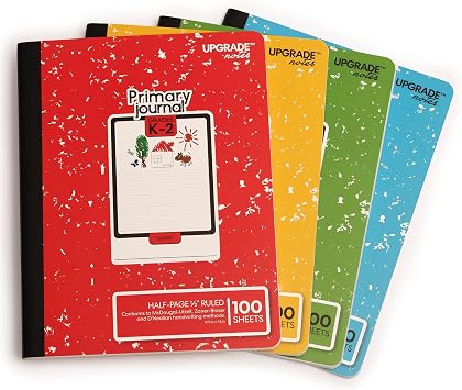 K-2 Primary Journal 12 Page 12 Ruled, 7.5x9.75 100 Eco Sheets, 4-Pack