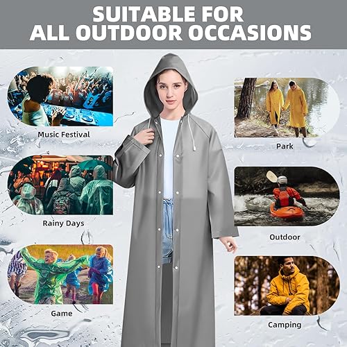 Miniatura 6 de Ponchos de lluvia para adultos reutilizables, abrigo impermeable para mujeres u hombres, chaqueta de lluvia de emergencia con capucha