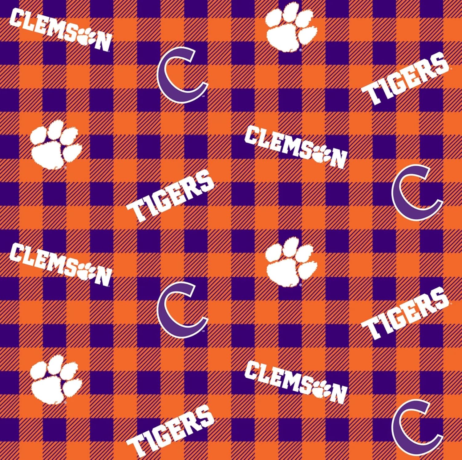 Clemson University Tigers Fabric – Officially Licensed Clemson University Cotton Quilting Fabric by Sykel Enterprises, Precut Yardage for Sewing & Crafts Cheater Quilt