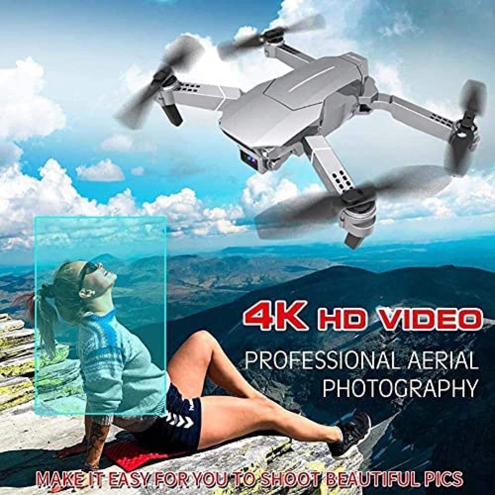Dron zdalnie sterowany dla dzieci w wieku 5–9 lat Składany zdalnie sterowany quadkopter RC Dron z kamerą 4K HD WiFi Dron FPV FPV, fotografowanie gestami, wideo, trzymanie wysokości i tryb be