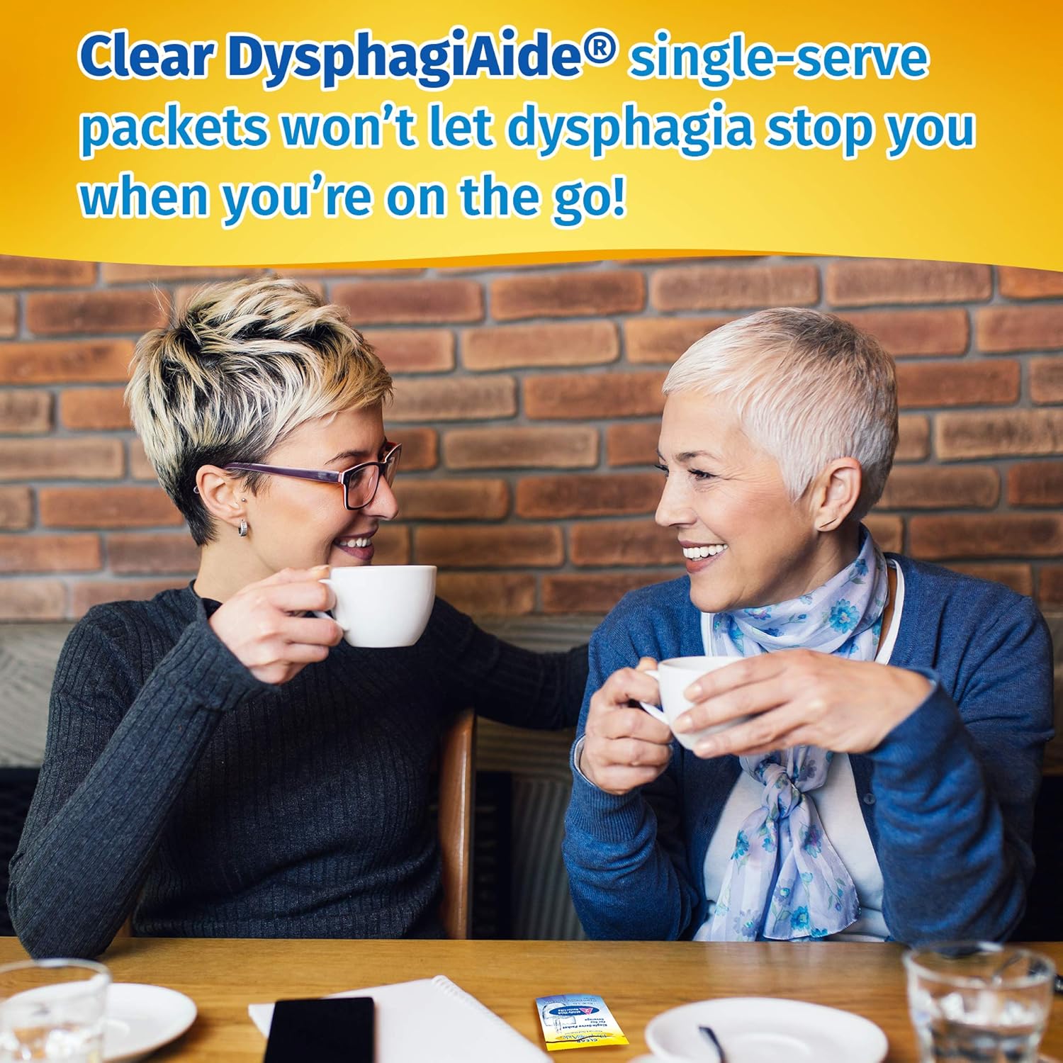Clear DysphagiAide Thickener, IDDSI Level 2 Mildly Thick (Nectar-Like) Single-Serving Packets, 80 Count
