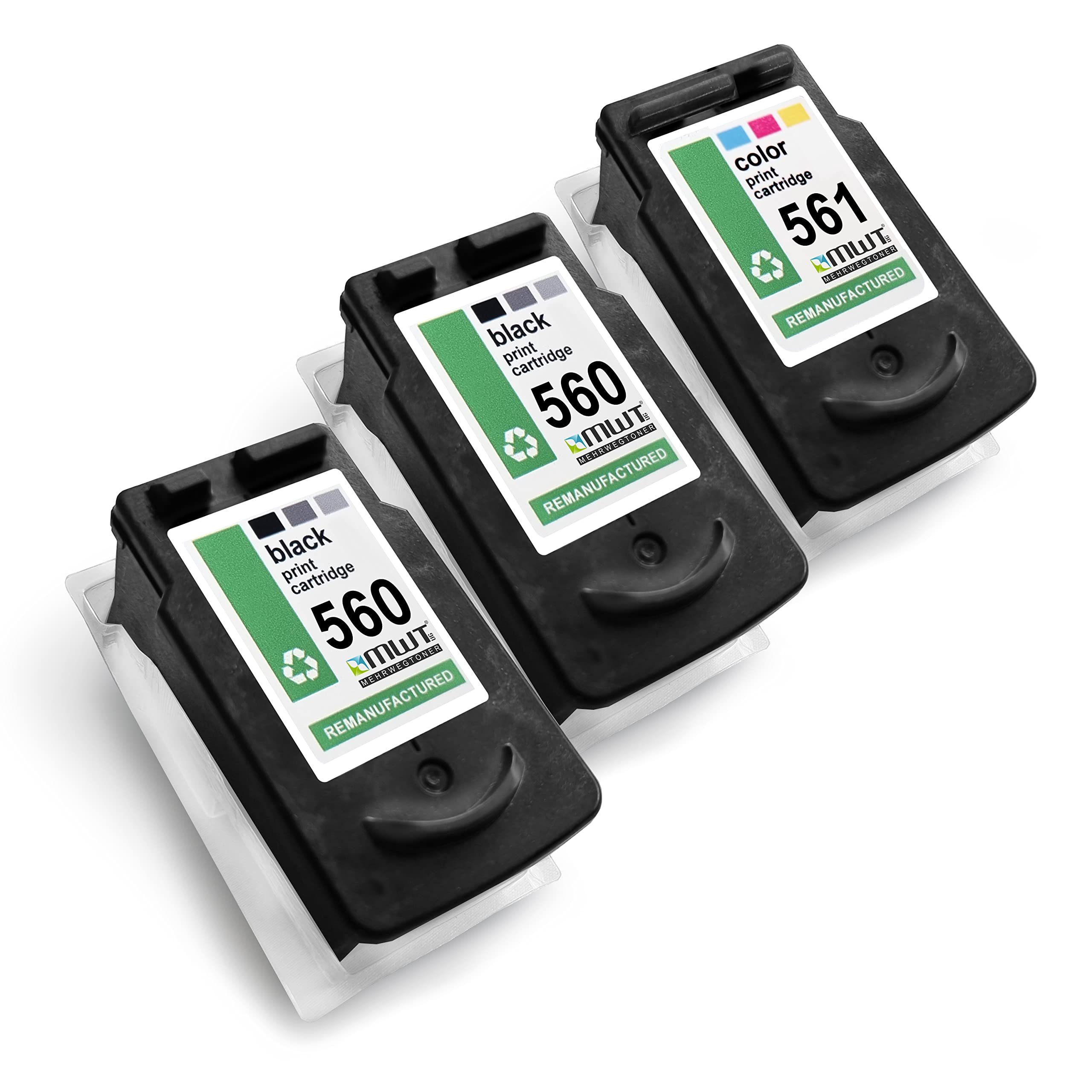 Mehrwegtoner Cartuchos de tinta 3 accesorios de impresora compatibles como repuesto para Canon Pixma TS 5350 sustituye a PG560XL, CL561XL Black + Color