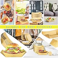 Vista 6 de MotBach Paquete de 200 bandejas de papel kraft de 2 libras, botes de papel desechables, botes de alimentos de alta resistencia, bandeja de papel