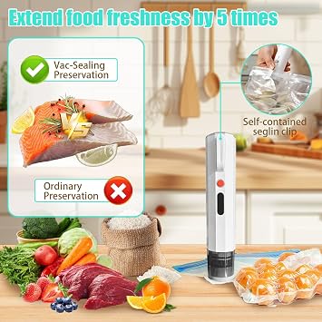 Mini Handheld Vacuum Sealer with 30 Reusable Seal Bags, Type‑C Charging