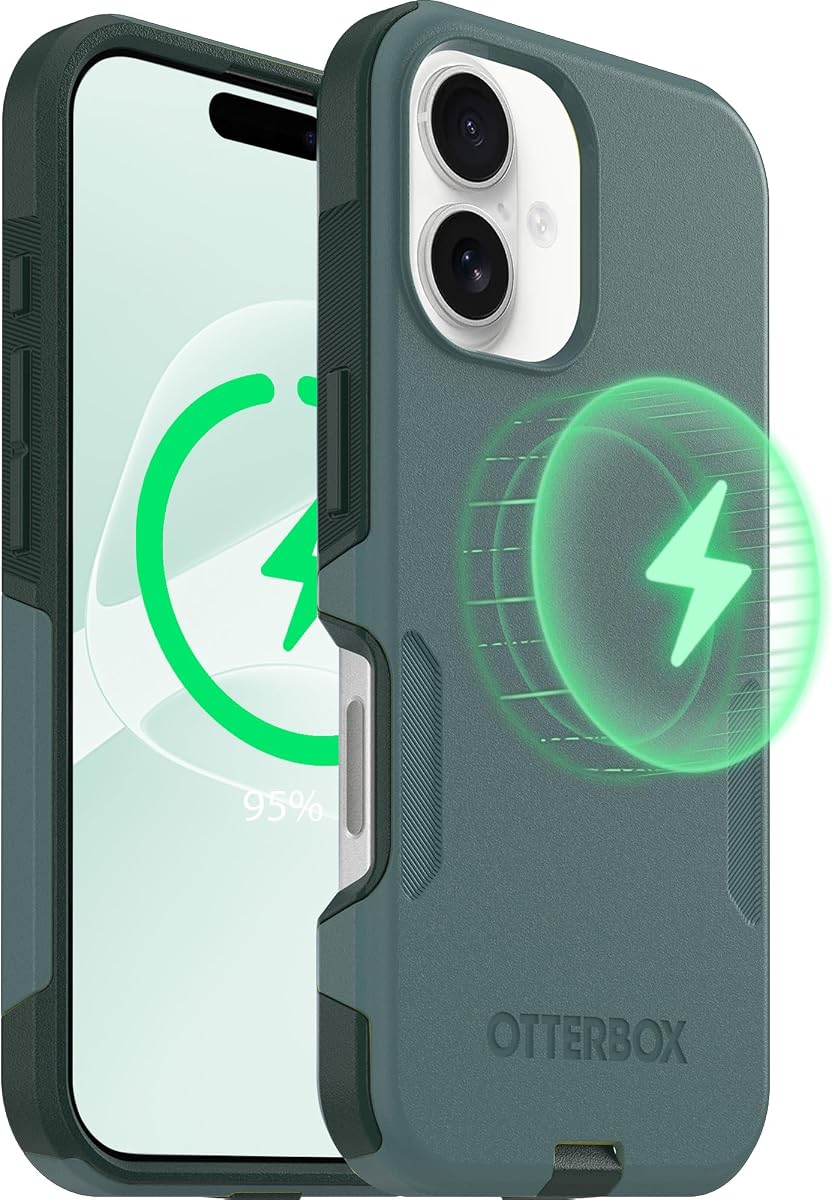 OtterBox iPhone 16 - Estuche delgado MagSafe Commuter Series - Verde artemisa | Protección militar contra caídas 3X - Diseño de doble capa - Apto para bolsillos - Bordes elevados - Cubiertas de puertos - Embalaje no minorista