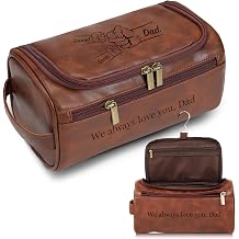 Personalized Leather Toiletry Bag for Men, Fathers Day Gift for Husband, Toiletry Bags for Traveling, Engraved with Name &amp; Initials, Customized Gift for Dad Husband Boyfriend