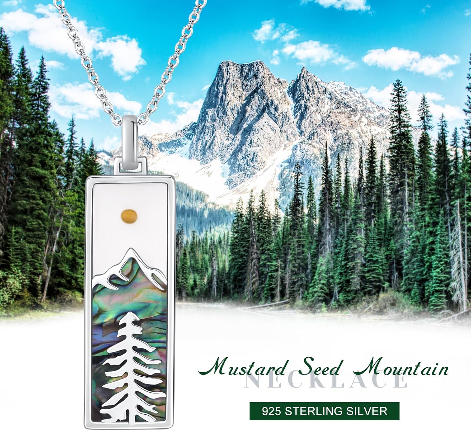 Mountain Necklace 925 Sterling Silver Mustard Seed Pendant Necklace Jewelry Gifts for Women Girls - Image 7