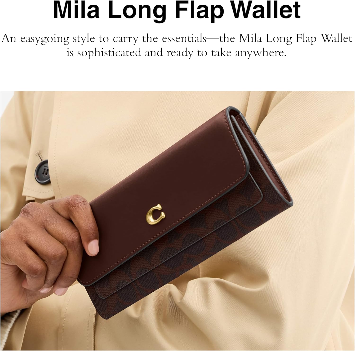 Coated Canvas Signature Mila Long Flap Wallet