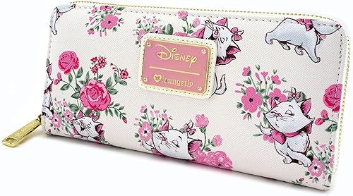 Miniatura 2 de Loungefly x Disney Marie Floral AOP Cartera de piel sintética (Multi, talla única), Blanco, Cartera con cremallera
