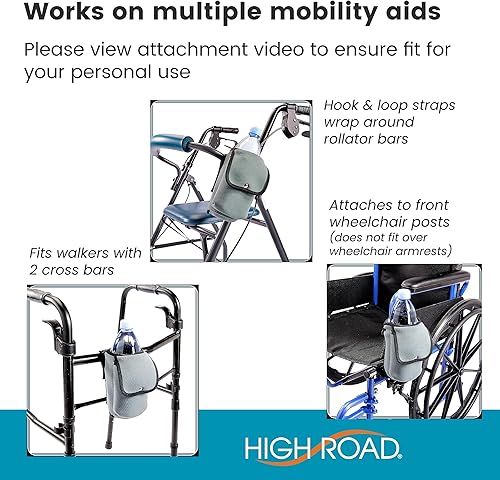 Miniatura 3 de High Road Soporte de neopreno para botellas y bolsa para teléfono para equipos de movilidad y scooters eléctricos, portavasos para cochecitos,