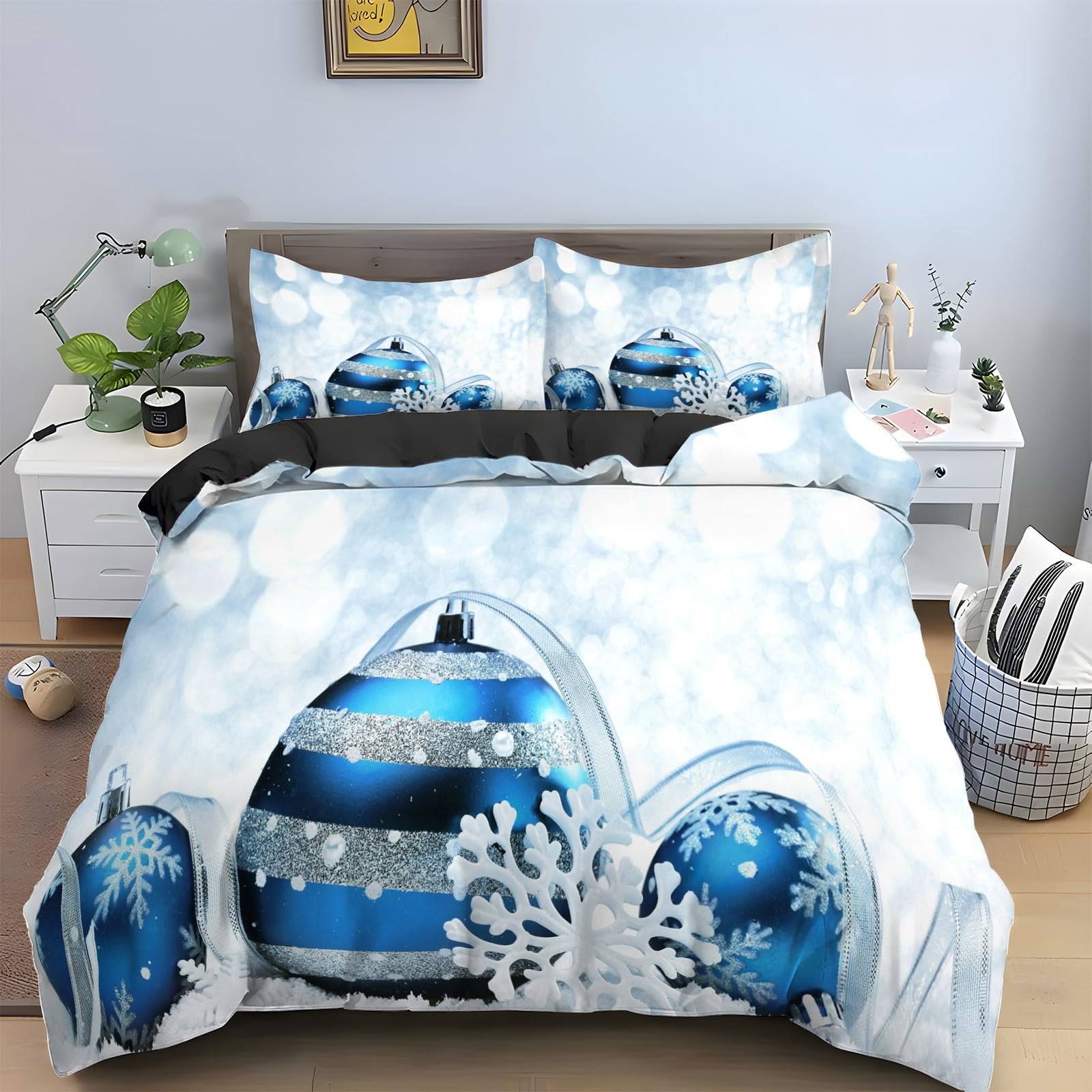 Housse de couette 240 x 260 en microfibre douce parure de lit premium de Noël KG1350