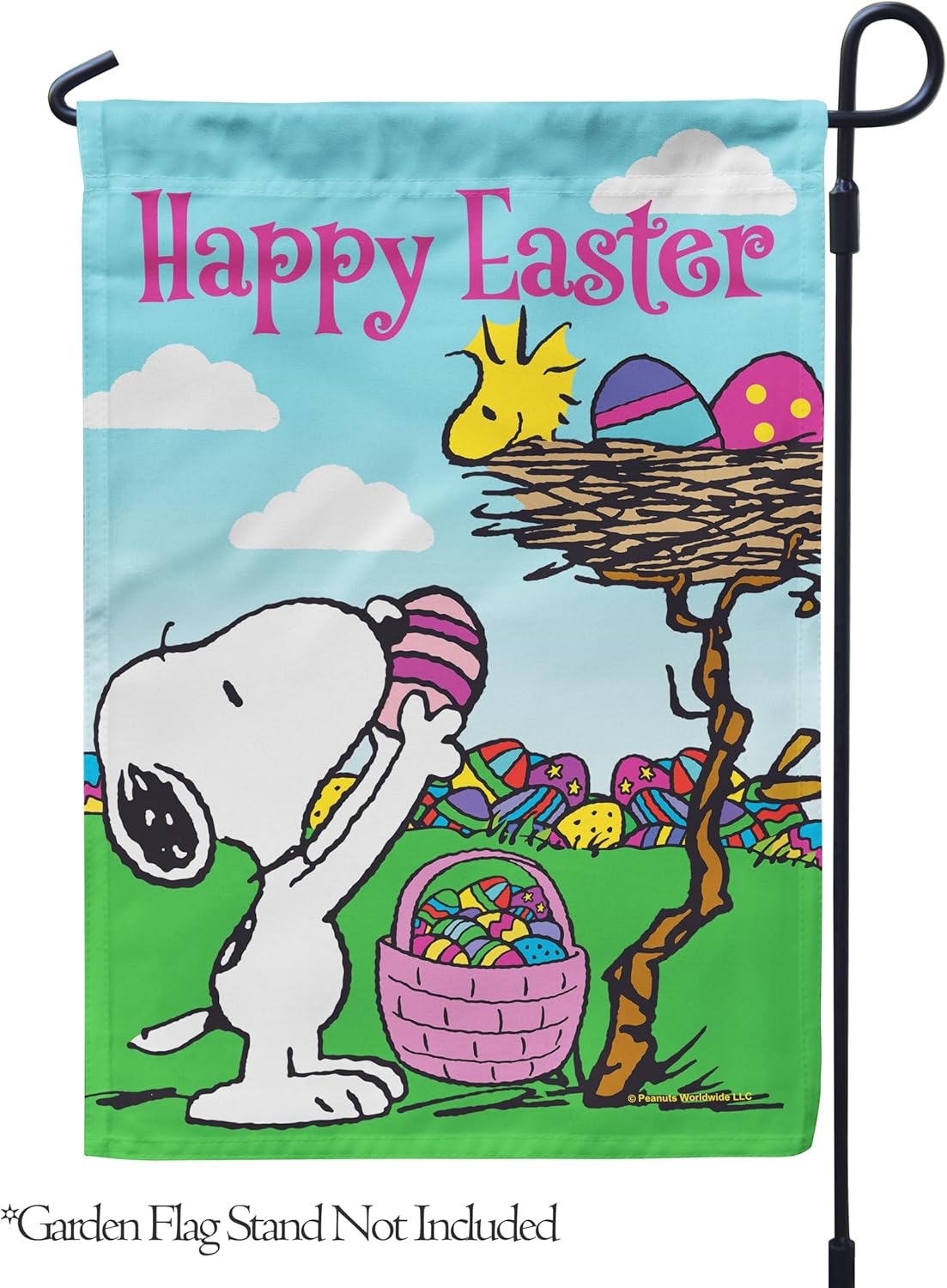 Flagology, PEANUTS® Easter Eggs Snoopy and Woodstock – Garden Flag 12" x 18", Outdoor Flag, Exclusive Premium Fabric, Officially Licensed PEANUTS®, Easter