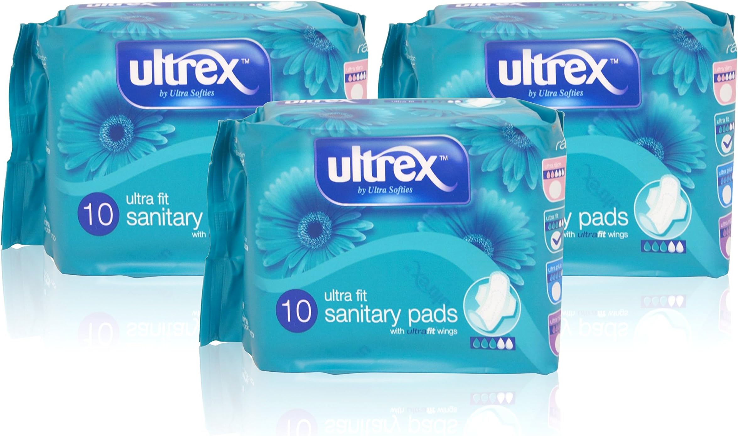 3X Ultrex Ultra FIT with Wings 10 Sanitary Pads Towels Normal Absorption Ladies