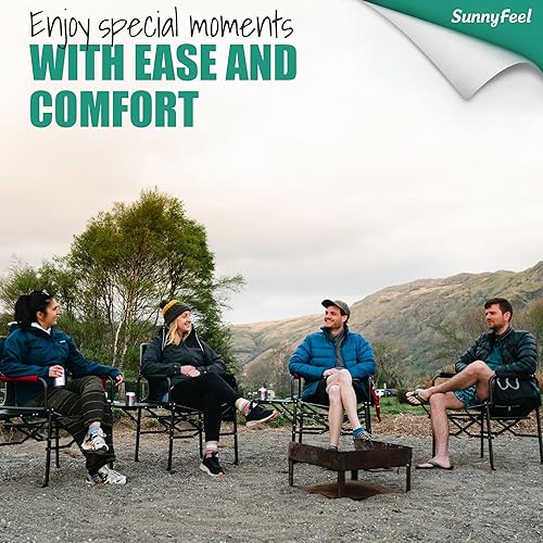 Miniatura 8 de SUNNYFEEL Silla de directores de campamento de gran tamaño, sillas plegables portátiles para adultos resistentes con mesa auxiliar, bolsillo para