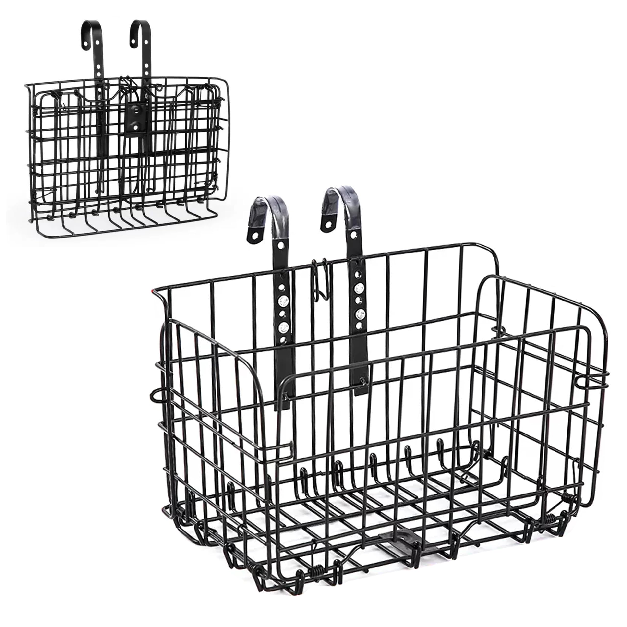 Front/Rear Bike Basket, Adjustable Foldable Metal Wire Bicycle Baskets for Bike Basket Front Cargo Rack