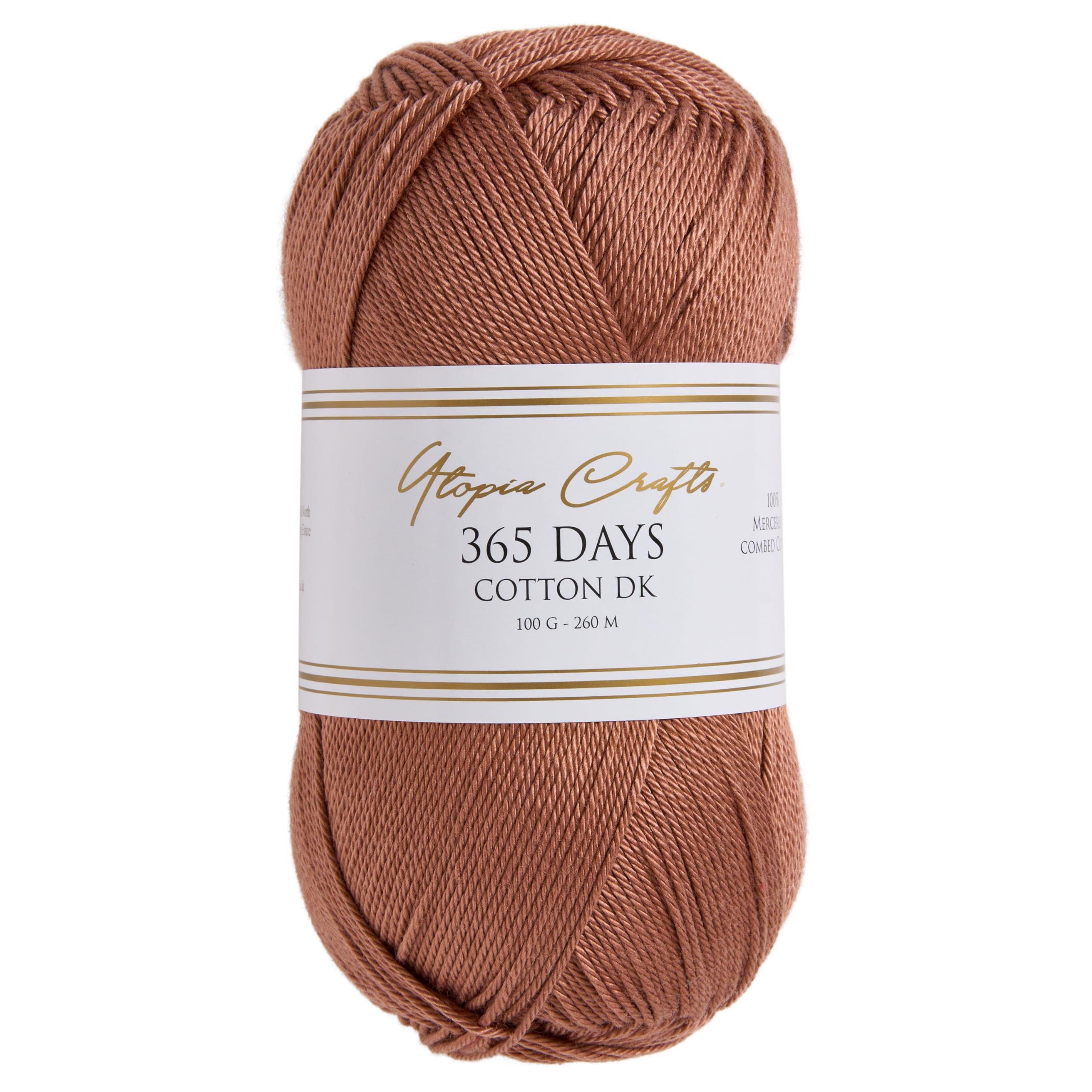 Utopia Crafts 365 Days Mercerised Combed Cotton DK Yarn for Knitting & Crochet 100g (Warm Chestnut) — image 1