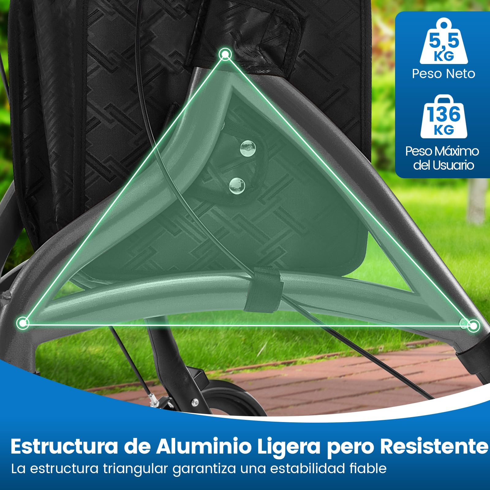 COSTWAY Andador para Ancianos Plegable, Marco de Aluminio Ligero, Caminadores para Mayores con 3 Ruedas, Altura Ajustable y Bolsa de Almacenamiento, Taca Taca Adultos (gris)