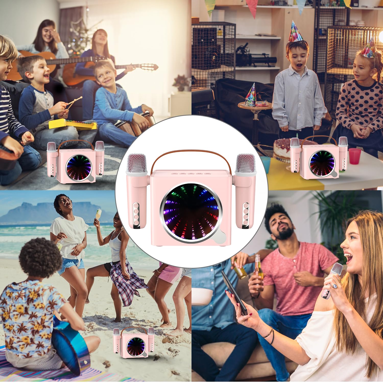 Karaoké Avec 2 Microphones Sans Fil, Machine De Karaoké Portable Avec