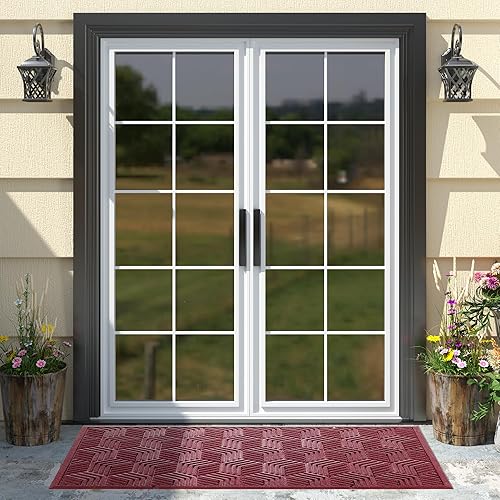 Miniatura 9 de Yimobra Tapete para puerta de entrada delantera, resistente para todas las estaciones, para interiores y exteriores, goma natural resistente,