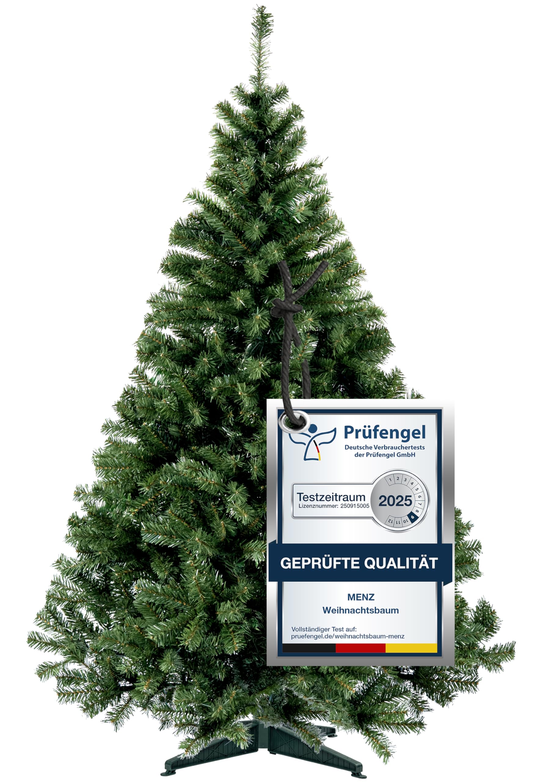 160 cm Künstlicher Weihnachtsbaum aus 100% PVC – Dicht & Formstabil mit 600 Zweigen, Schnellaufbau-System, Schwer Entflammbar