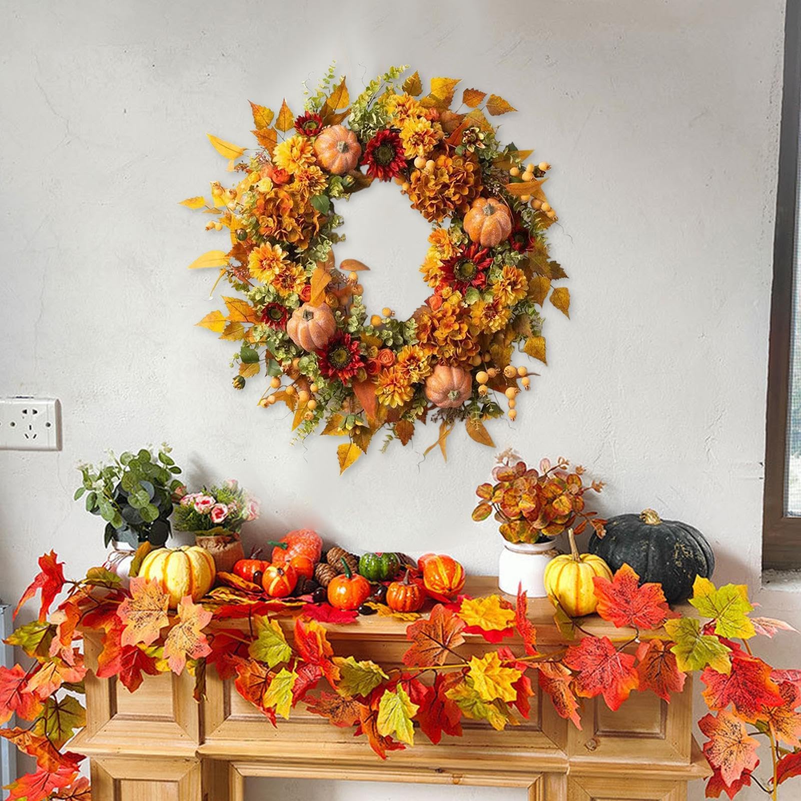 Ghirlanda Autunnale di Ornamento Realistico del Raccolto Autunnale
