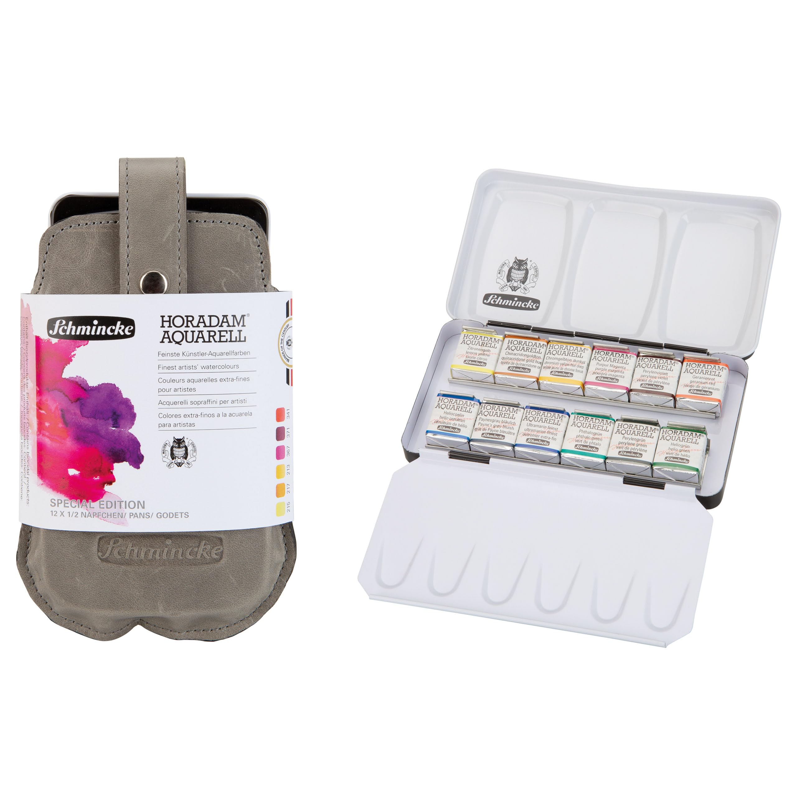 Schmincke Horadam Aquarell – Set acuarela con funda – 74 824-12 1/2 Godet
