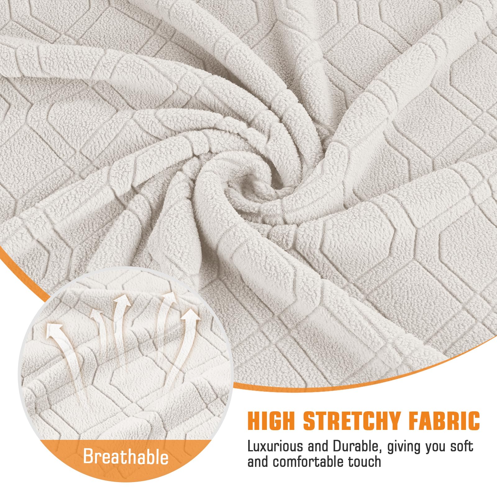 VANSOFY Recliner Chair Cover, 3-Pieces Stretch Lazy Boy Recliner Covers for Recliner Chair Soft Reclining Chair Slipcover Furniture Protector for Dogs Cats(Off White)