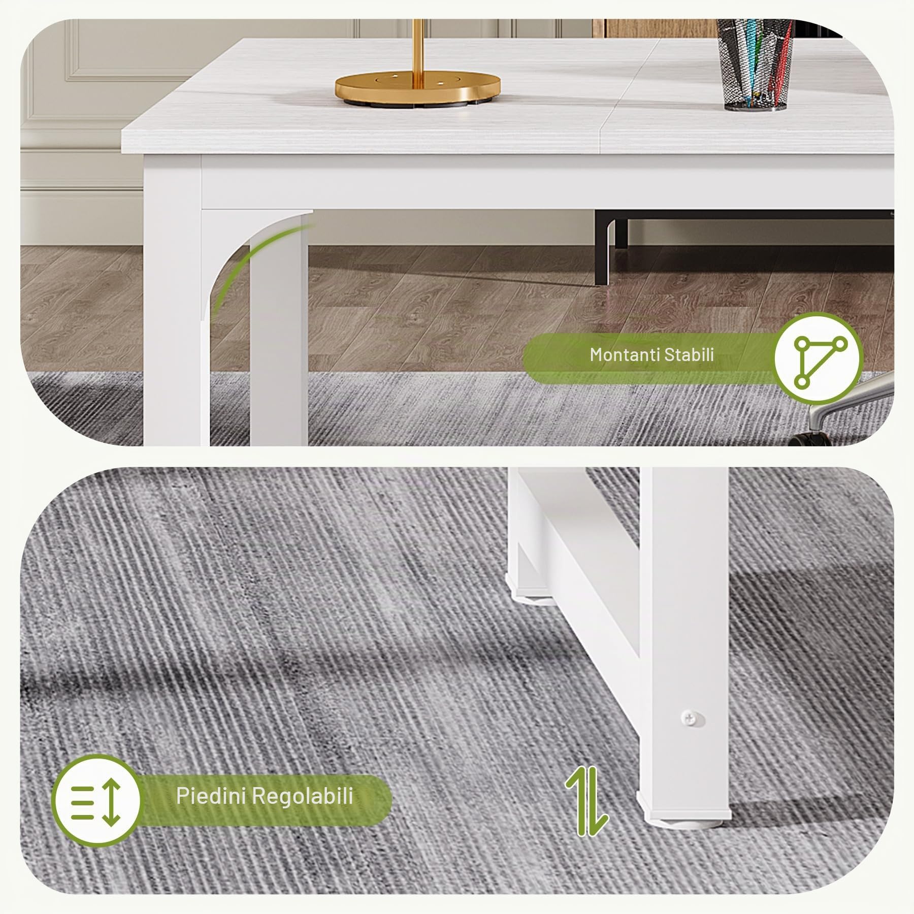 Tribesigns Scrivania moderna in legno per computer, 180 x 80 x 75 cm, scrivania esecutiva in legno metallico, scrivania semplice per studenti, tavolo da gioco