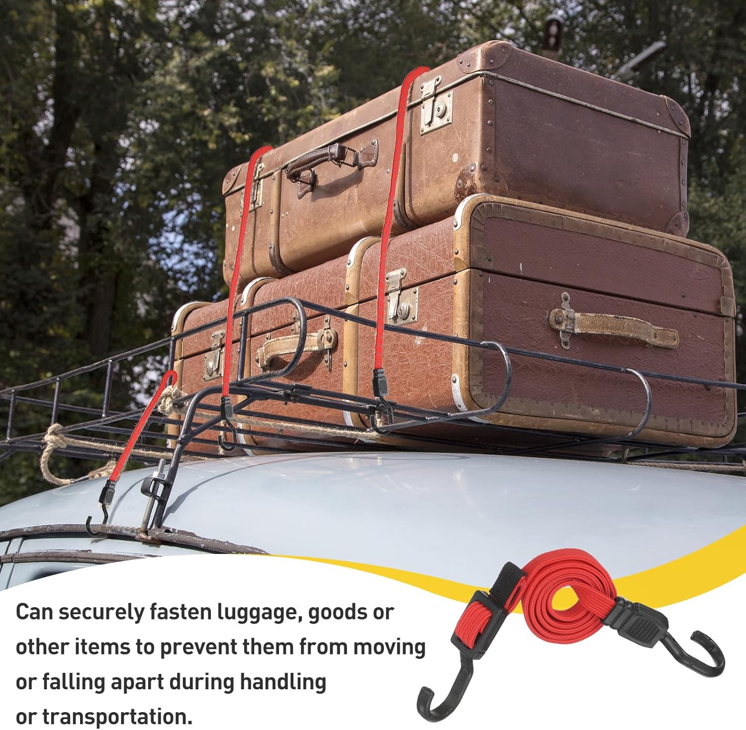 PATIKIL 39" Adjustable Bungee Cords with Hook, 2Pcs Heavy Duty Outdoor Elastic Bungee Strap for Securing Luggage Moving Cargo, Red