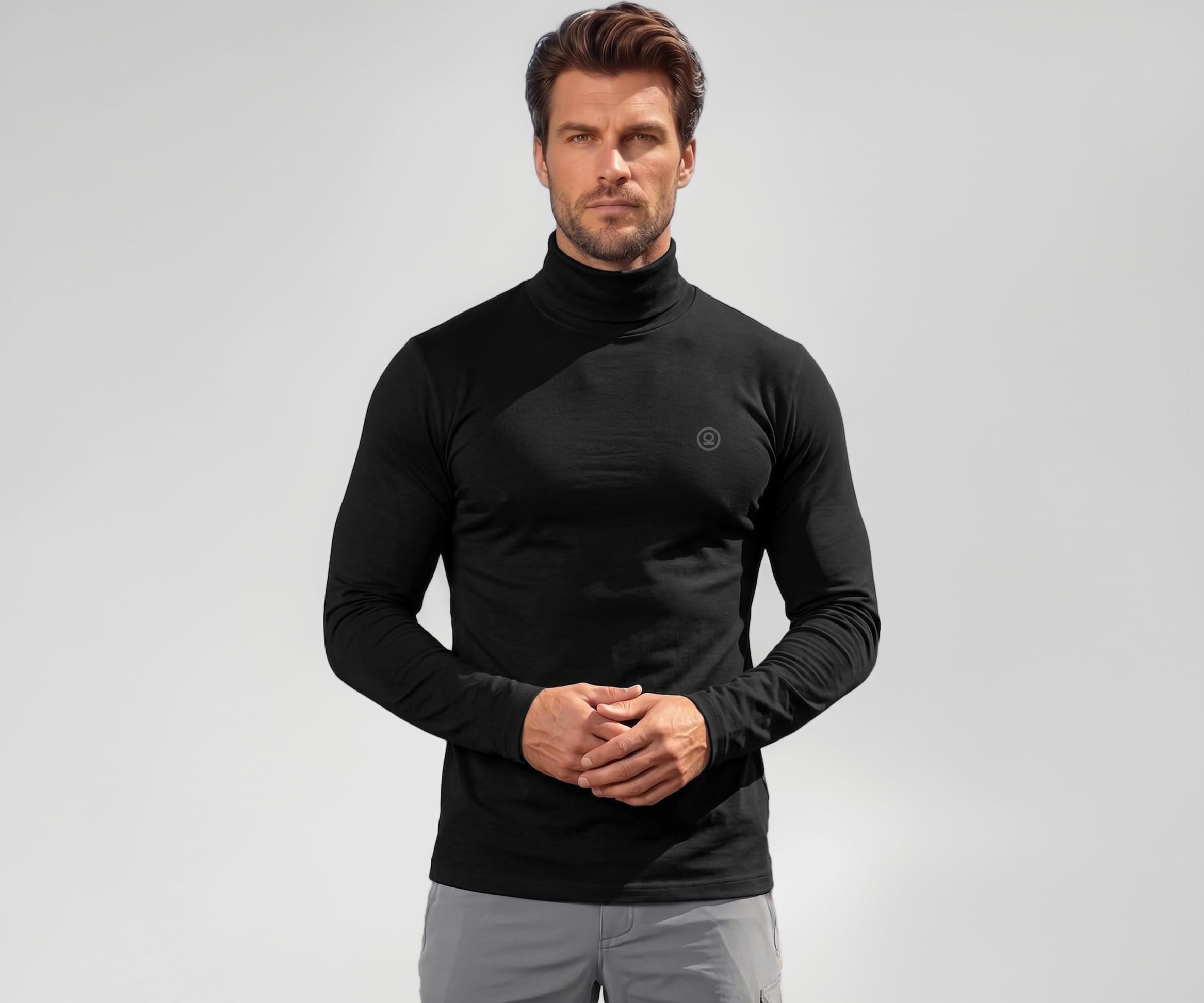 Winter Wear Cotton Plain Full Sleeve Turtle Neck Regular Fit T Shirt For Men