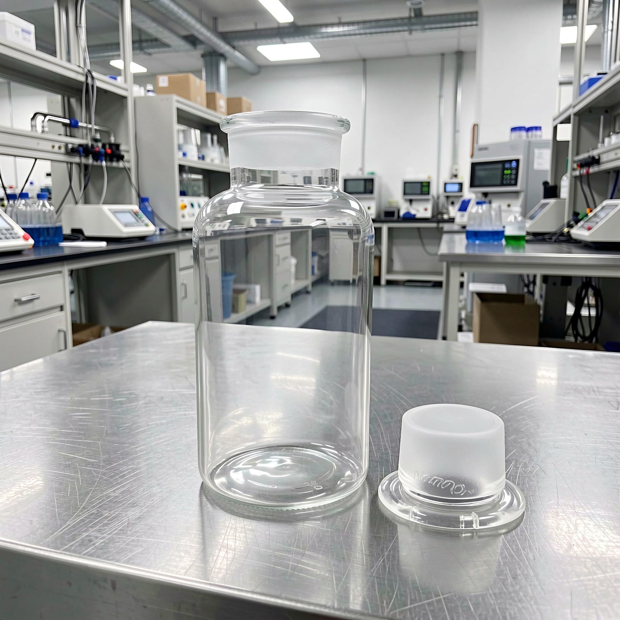 Lurrose 5 frascos de vidrio transparente para reactivos de laboratorio con boca ancha: