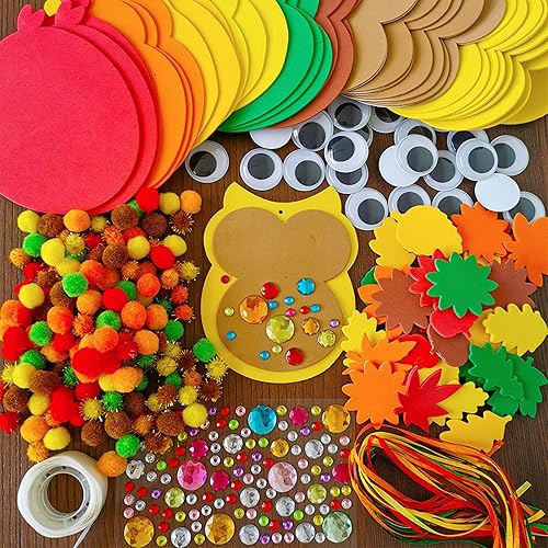Miniatura 2 de Winlyn Kit de manualidades de otoño de 24 piezas, manualidades de Acción de Gracias, adornos de búho de espuma, decoraciones de decoración de hojas