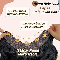 Vista 4 de Extensiones de cabello humano real con clip de color negro azabache para mujer, extensiones de cabello humano ondulado negro 100% cabello humano