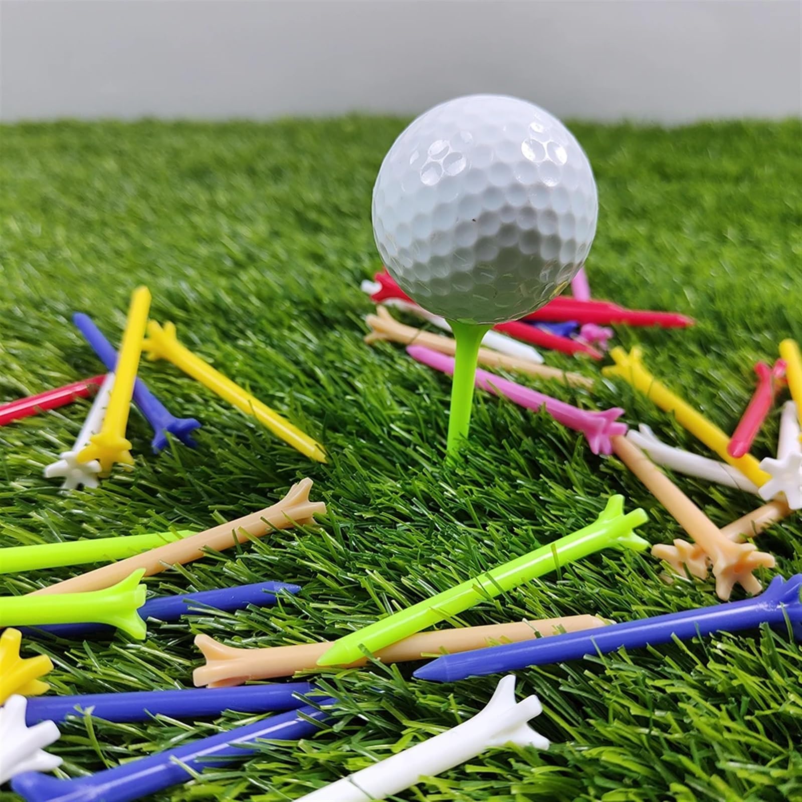 Golf Tee 50 Teile/Paket 6 Farben 70mm Golf-Tee Weniger Widerstand Kunststoff Golf-Tees for Fahrer Oder Eisen FüR Einen Idealen Abschlag
