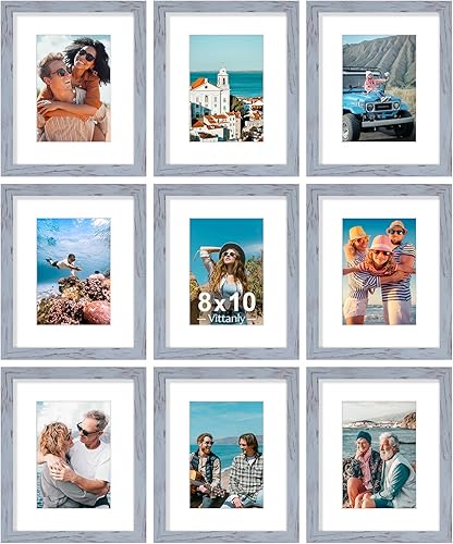 Vista 159 de Vittanly - Juego de 9 portarretratos, plexiglás resistente a rupturas, exhibe fotos de 12 x 12 pulgadas o, con paspartú, de 8 x 8 pulgadas, marcos
