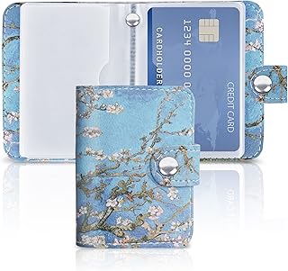 lizimandu Business Card Holder, Credit Card Holder Case PU Leather Organization Binder Name ID Card Holder for Men & Women, Holds about 20-25 Cards Capacity(1-Small-Peach Blossom)