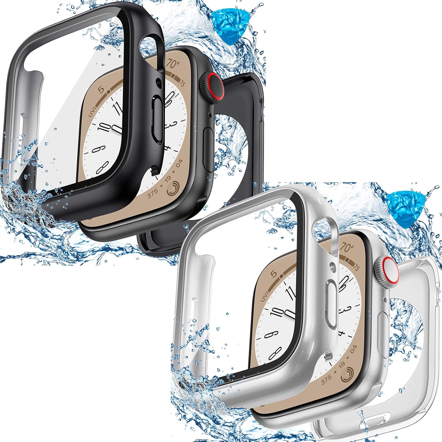 Goton [2 in 1] Waterproof Case for Apple Watch Series 6 5 4 SE(2023) 40mm, 360° Protective Hard PC Front & Back Bumper with HD Tempered Glass Screen Protector for iWatch Cover Accessories Women Men