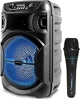 Vista 9 de Technical Pro Altavoz Bluetooth portátil de 800 vatios de 8 pulgadas con woofer y tweeter, altavoz LED PA para festivales con tarjeta Bluetooth/USB