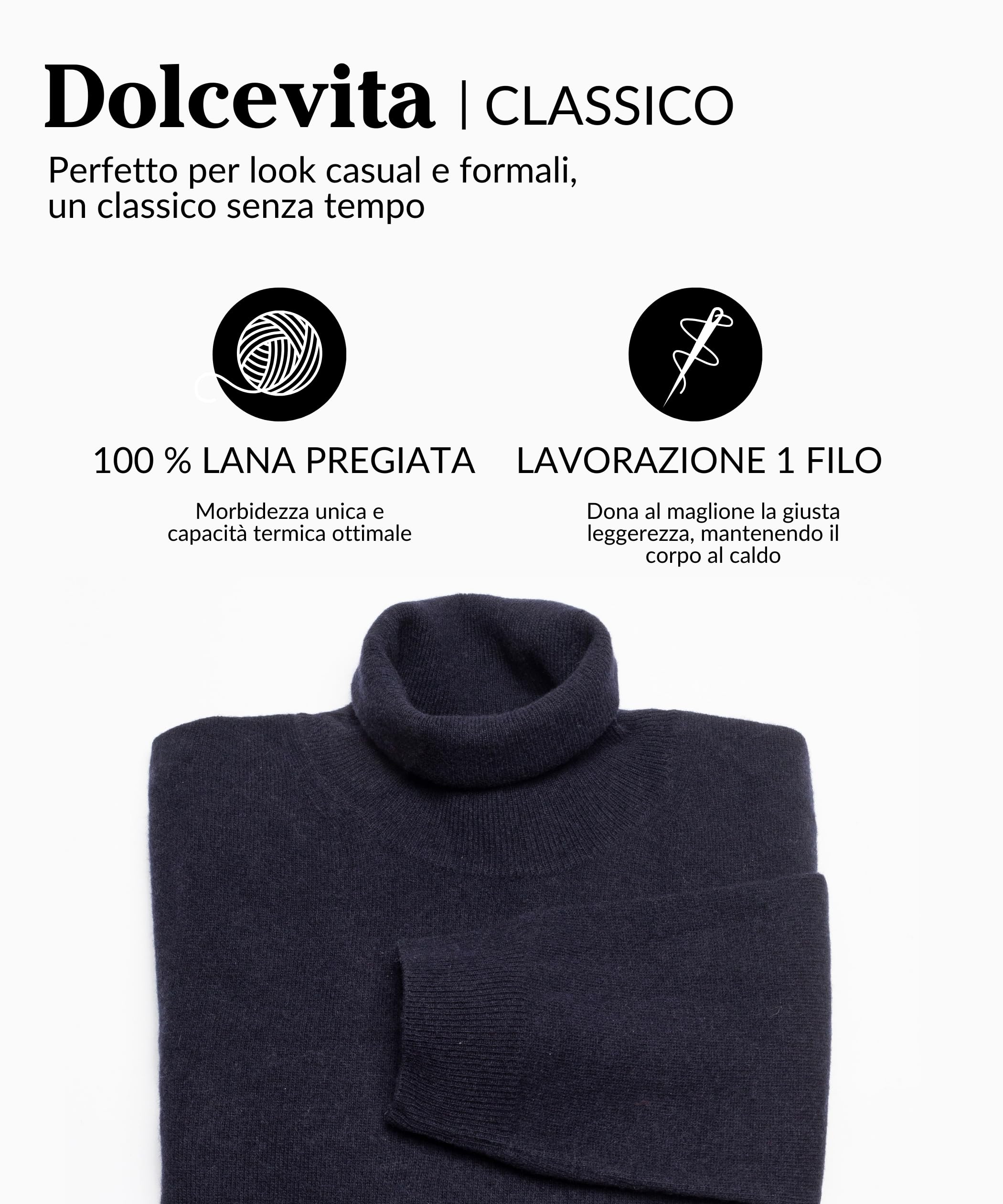 Cuello alto para hombre 100% Lana Fineza 12 - Suéter de Cuello Alto Hombre, Elegancia y Comodidad Perfecto para Cualquier Ocasión - Prenda Versátil y Elegante