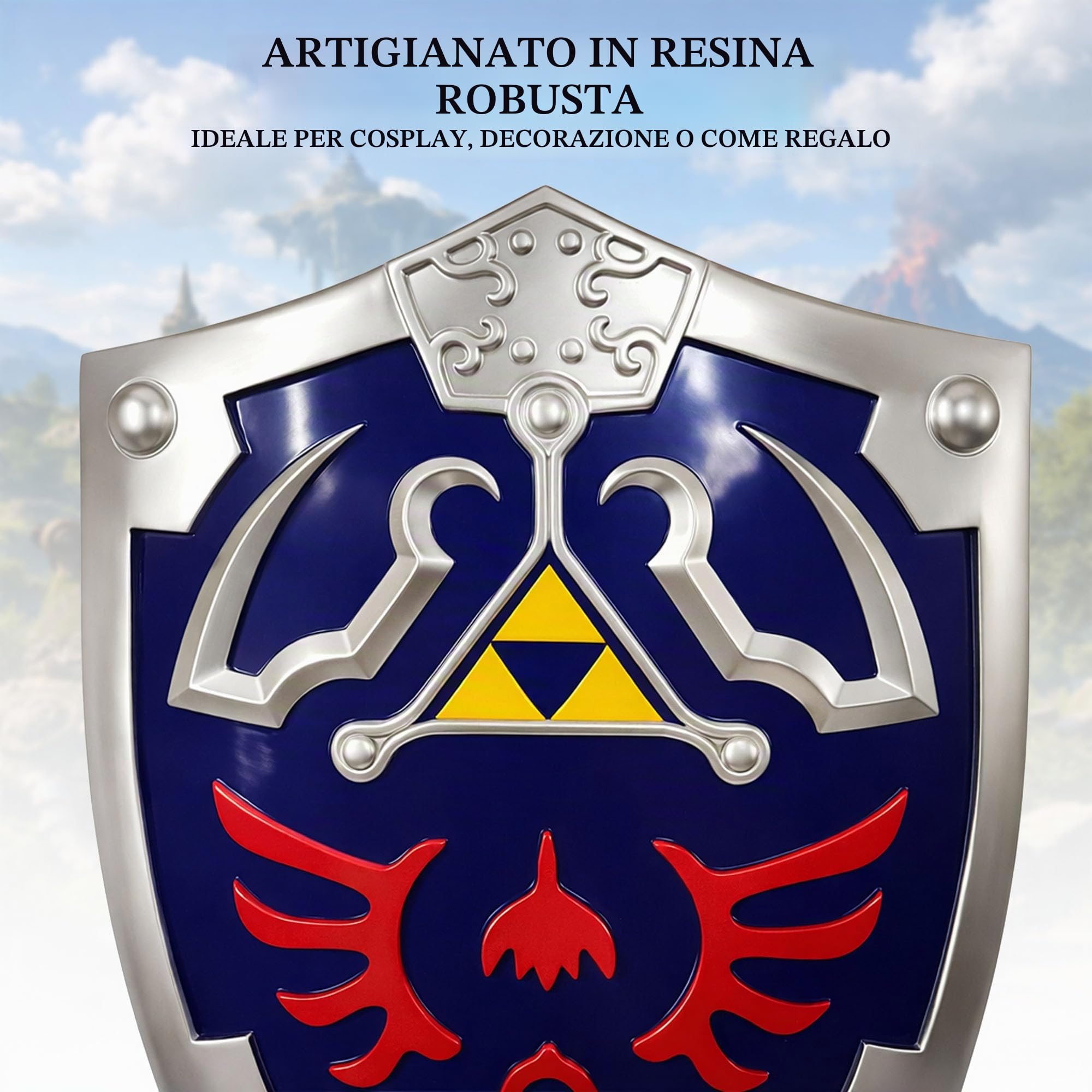 Swords and more Zelda Hylian - Cartello replica 64 cm - Zelda Hylia Shield decorazione da parete in resina - gioco da collezione Cosplay cartello per fan collezione e decorazione camera