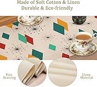 Vista 5 de Camino de mesa de mediados de siglo, moderno patrón atómico absctract geométrico retro de los años 1950 y 1960 S para decoración de mesa del hogar