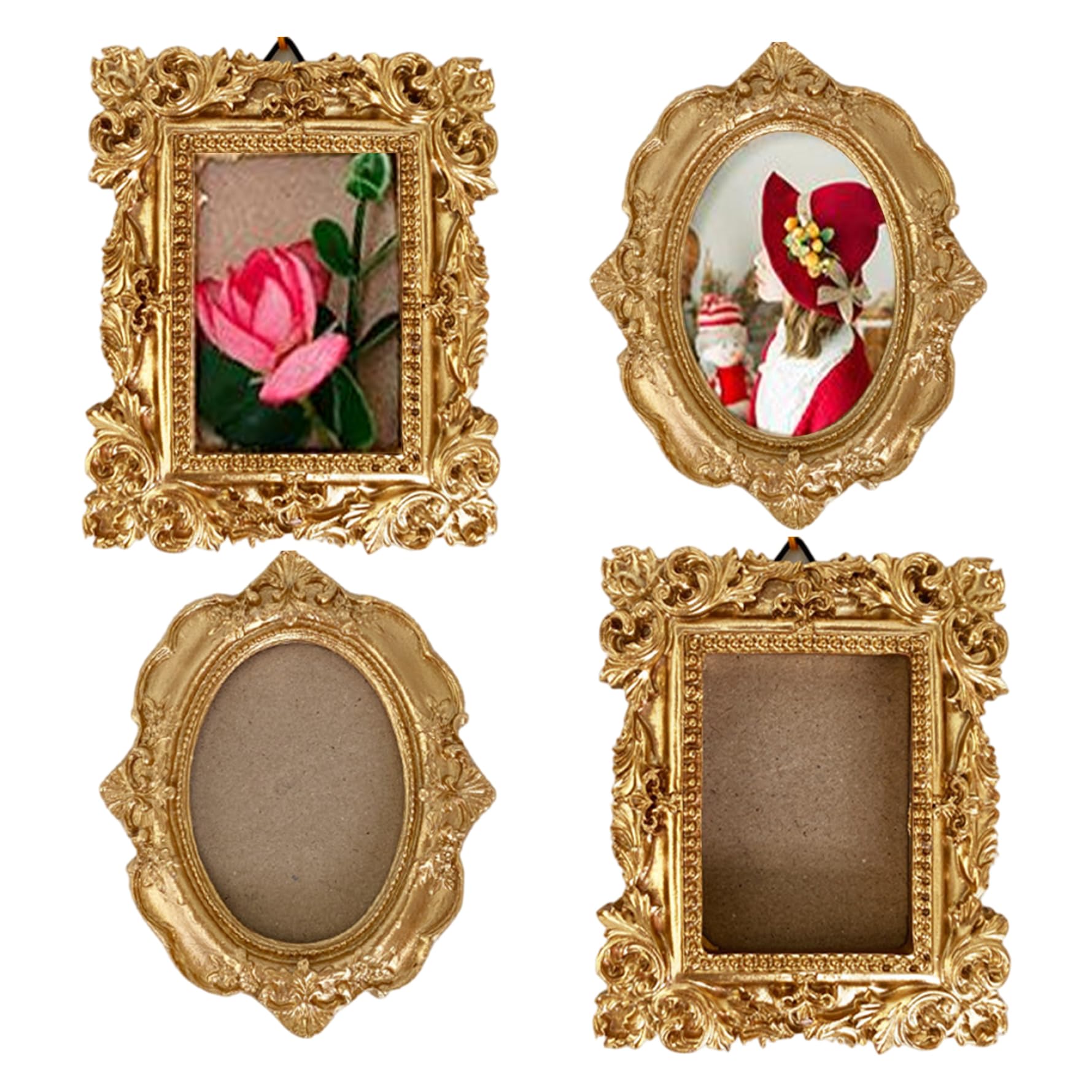 4 Mini cadres en or de Noël en résine vintage pour décoration