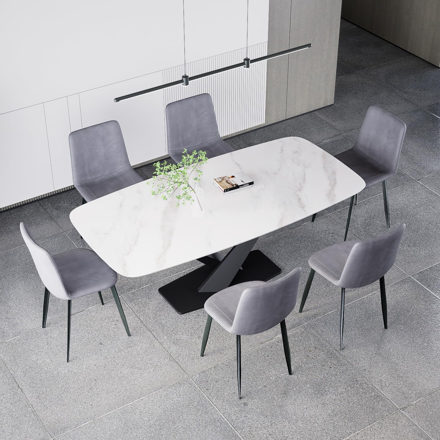 Amazon｜ダイニングテーブルセット 4人用 6人用 セラミック 大理石柄