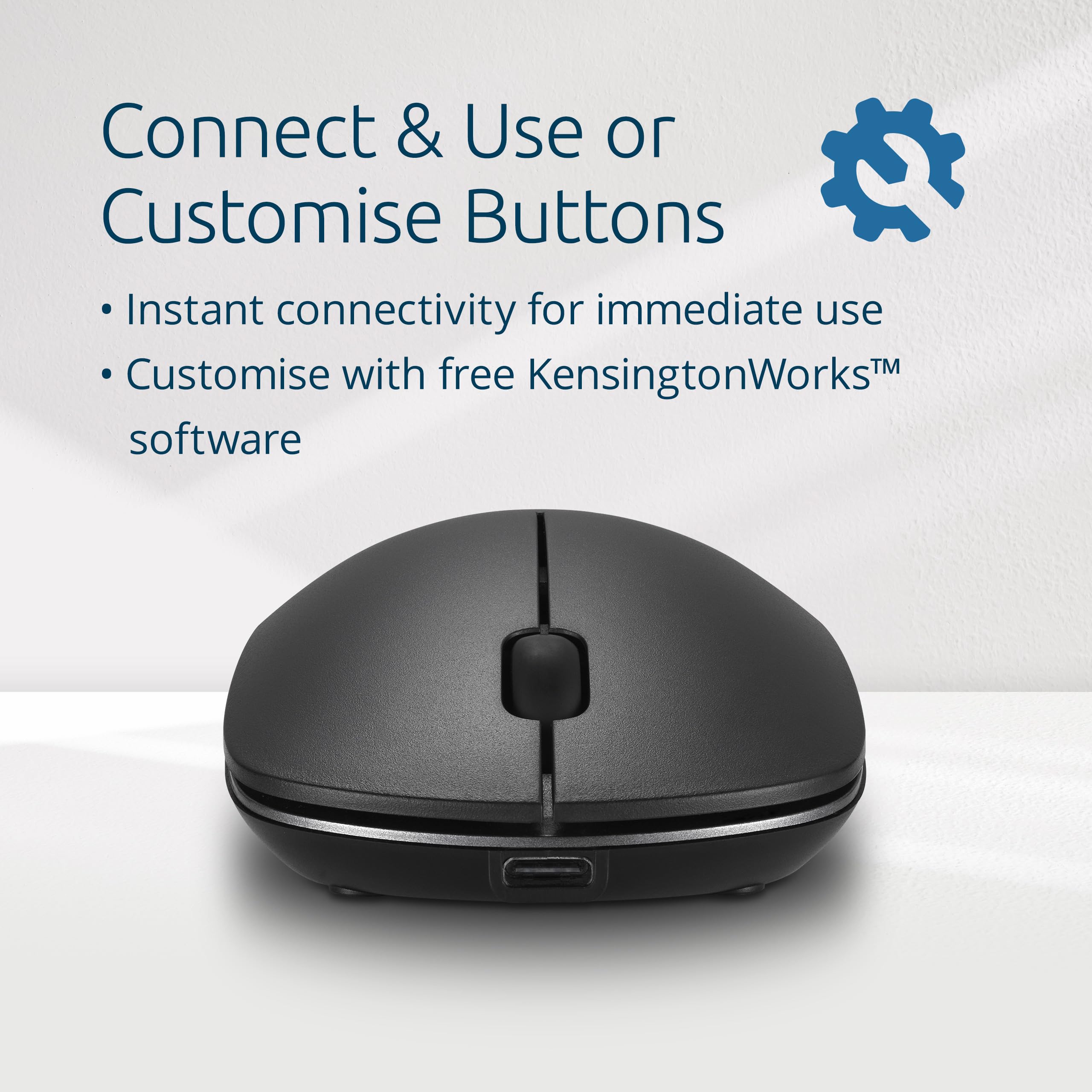 Kensington MY230 EQ Aufladbare Maus, kabellos, beidhändiges Design mit leisem klick, kompatibel mit Windows & macOS, PC-Maus aus 41% recyceltem Kunststoff (SCS)* (K75304WW)